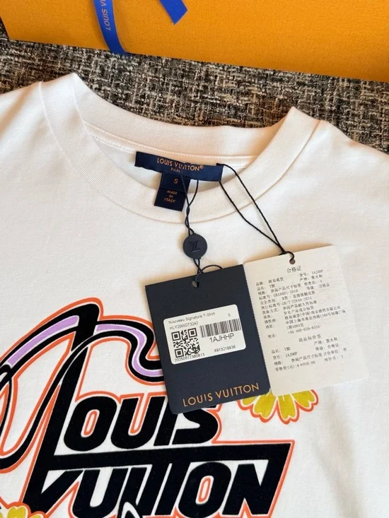 Louis Vuitton White Tee with Yellow & Purple Logo Accents - Picture 4 of 6